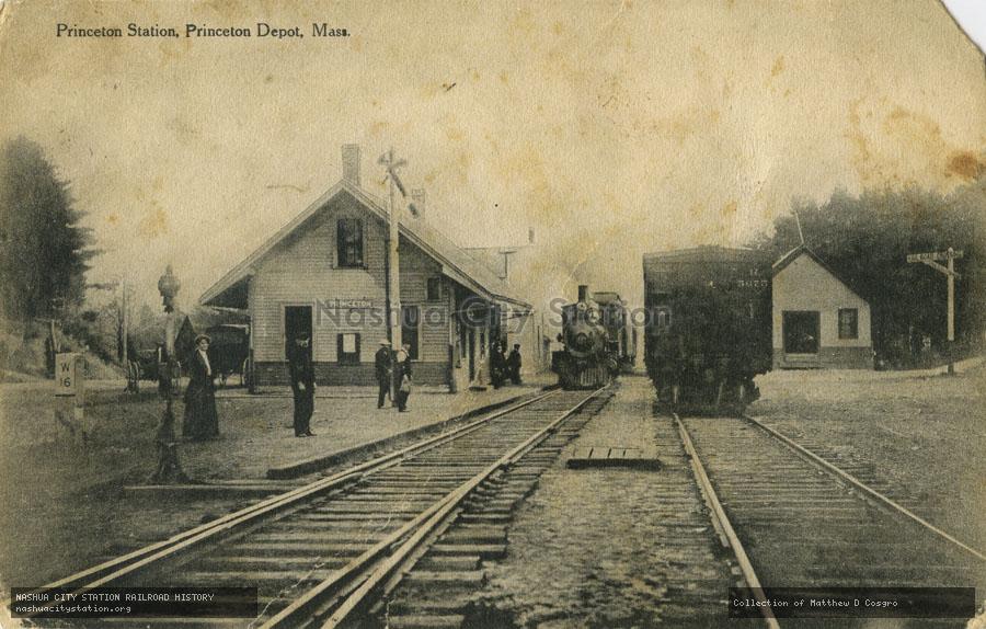 Postcard: Princeton Station, Princeton Depot, Massachusetts